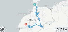  14 Daagse Luxe Privé Rondreis van Tanger naar Keizerlijke Steden &amp; Merzouga Woestijn Glamping - 19 bestemmingen 