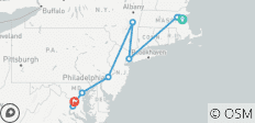  Viering van de 250e verjaardag van Amerika (Boston, MA naar Washington, D.C.) - 10 bestemmingen 