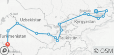  Circuit privé L\'ultime circuit des 5 Stans : Kazakhstan, Kirghizistan, Tadjikistan, Ouzbékistan et Turkménistan - Découvrez l\'Asie centrale en 16 jours - 16 destinations 