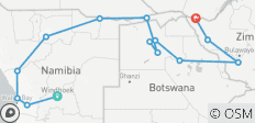  Namibie, Botswana et Zimbabwe \&quot;Des dunes aux chutes\&quot;. - 14 destinations 