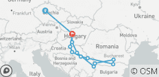  Reise durch den Balkan mit Prag Prag → Budapest ) - 13 Destinationen 