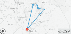  Trek autour du Mont Kenya en empruntant les itinéraires de Sirimon Chogoria - 5 jours - 6 destinations 