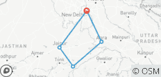  8 Dagen Gouden Driehoek Tour met Ranthambore Tijger en Jhalana Luipaard Safari &amp; Kookles, - 5 bestemmingen 