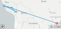  Peru &amp; Brazil Round Trip - 15 Days - 7 destinations 