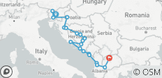  15 Days Balkan Tour -Slovenia Croatia Bosnia Montenegro Albania N. Macedonia - 20 destinations 