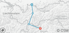  Via Claudia Augusta Alpine crossing from FÜSSEN to MERAN - classic (5 Days) - 4 destinations 