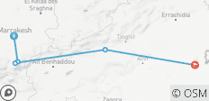  Voyage dans les deux vallées de l\'Atlas et le désert du Sahara (5 jours) - 5 destinations 