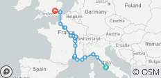  Reis van Italië naar Frankrijk - incl. Londen (van Rome naar Leicester) - 25 bestemmingen 
