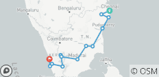  Circuit familial de luxe de 15 jours dans le sud de l\'Inde - Voiture privée et horaire flexible - 11 destinations 