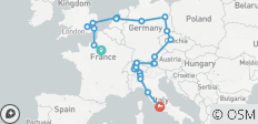  Europareise von Paris nach Rom (28 Reiseziele) - 28 Destinationen 