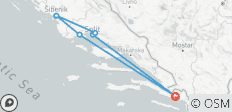  Von Ston aus: Mitteldalmatien 4-tägige Tour. Erstklassige Ziele an der Adriaküste. Besuchen Sie Sibenik, Split, Trogir, Klis und Salona. UNESCO-Stätten und alte ummauerte Städte. Jede Menge Geschichte, venezianische Architektur und atemberaubende Au… - 6 Destinationen 