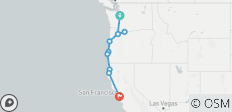  Nord-ouest Pacifique et Californie avec Washington, Oregon et Californie (de Seattle, WA à San Francisco, CA) (2025) - 10 destinations 