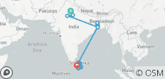  Ultiem India en Sri Lanka 2026 - Delhi naar Galle, 2027 - Delhi naar Negombo (2027) - 34 bestemmingen 