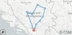  Bosnia: Excursión Descubrimiento de 8 días desde Mostar. ¡Visita Sarajevo, Jajce y mucho más! Disfruta de fortalezas medievales, naturaleza intacta, historia profunda e inmersión cultural. Legado otomano y austrohúngaro. Animada escena. Cocina inolv… - 9 destinos 