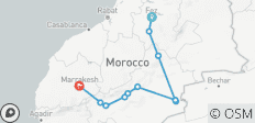  Circuit de 4 jours à la découverte du désert du Sahara et des montagnes de l\'Atlas, de Fès à Marrakech - 11 destinations 