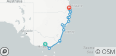  Avontuur van Melbourne naar Brisbane (inclusief Gold Coast) - 15 bestemmingen 