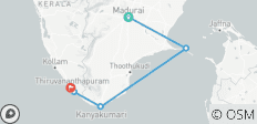  South India Heritage &amp; Spiritual Tour 6-Days | Madurai, Rameshwaram, Kanyakumari &amp; Trivandrum - 5 destinations 