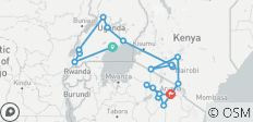  Oeganda, Kenia &amp; Tanzania 35 tot 45 (chalet) - 22 bestemmingen 