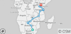  Johannesburg to Nairobi Overland: Waterfalls &amp; Beaches - 16 destinations 