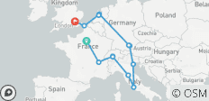  Descubrimiento de Europa (albergues a partir de abril de 2027, salida desde París, ruta clásica) - 13 destinos 