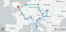  Circuit européen (Hôtels à partir de mars 2027, été à partir de mars 2027, départ d\'Amsterdam, circuit classique) - 20 destinations 