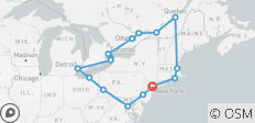  Höhepunkte im Osten der USA und Kanadas 15 Tage - 16 Destinationen 