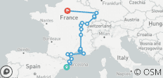Catalonia, south of France, Burgundy and Alsace (from Barcelona to Paris)