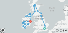  Great British Route and Ireland from North to South with London, Ending in Dublin (27 destinations) - 27 destinations 