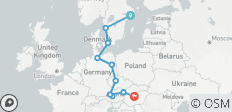  Gran recorrido por Europa: 6 países (Suecia, Dinamarca, Alemania y Europa del Este) en 20 días. Visitaremos Estocolmo, Gotemburgo, Copenhague, Hamburgo, Berlín, Praga, Salzburgo, Viena y Budapest. - 25 destinos 