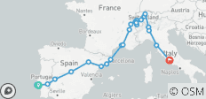  Trans-European Adventure from Lisbon to Rome - 13 days - 31 destinations 