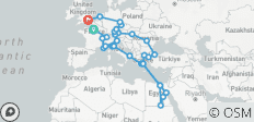  Ultieme rondreis door Europa (plus Egypte, vertrek vanuit Parijs, vlucht van Athene naar Caïro) - 45 bestemmingen 