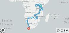  África Abarcada en dirección sur - 47 destinos 