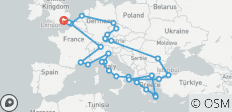  Ultimate European (plus les îles grecques, départ de Londres) - 48 destinations 