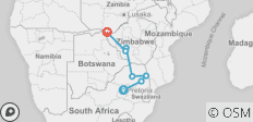  Kruger und Victoria Falls mit Unterkunft (7 Tage) - 7 Destinationen 