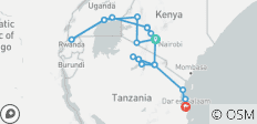  25 dagen Gorrila, wildparken &amp; Zanzibar - 20 bestemmingen 