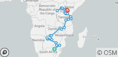  Zuidelijke trek – van JHB naar Nairobi – 47 dagen - 38 bestemmingen 