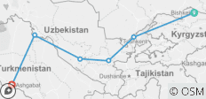  Bishkek naar Ashgabat (20 dagen) Zijderoute hoogtepunten (Caba20) - 6 bestemmingen 