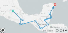  Pase de viaje de Ciudad de México a Cancún - vía Guatemala y Belice - 21 destinos 