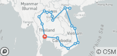  Circuit Asie du Sud- Est - à partir de Bangkok Carte de voyage express - 21 destinations 