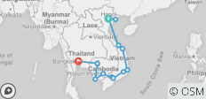  Hanoi to Bangkok (via Cambodia) Travel Pass - 14 destinations 