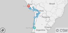  Santiago to Lima (via Uyuni) Express Travel Pass - 22 destinations 