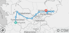  Von Aschgabat nach Bischkek (37 Tage) Seidenstraße Höhepunkte &amp; Kirgisistan Überland - 13 Destinationen 
