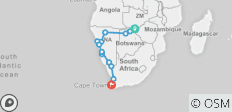  Victoria Falls To Cape Town (22 Days) Deserts &amp; Gameparks - 13 destinations 