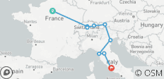  Road to Rome (Small Groups, Start Paris, 12 Days) - 10 destinations 