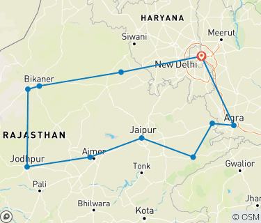 Delhi To Bikaner Bus Route Map India - On The Footsteps Of The Maharajas By Paradise Reise Service (Code:  1416) - Tourradar