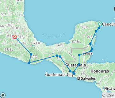 Cancun to Mexico City via Belize Guatemala Travel Pass by