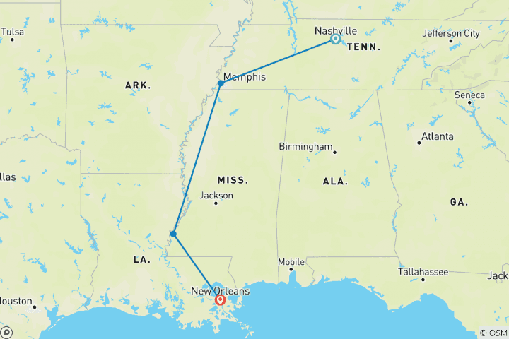 Carte du circuit Rythmes du Sud - 11 jours