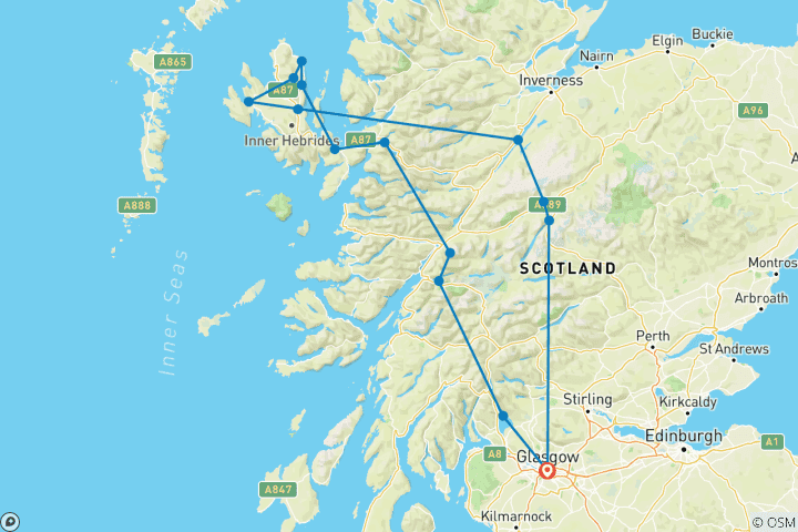 Karte von Isle of Skye Kleingruppenreise - 3 Tage (ab Glasgow)