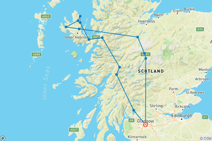 Map of 3-Day Isle of Skye Small-Group Tour from Glasgow