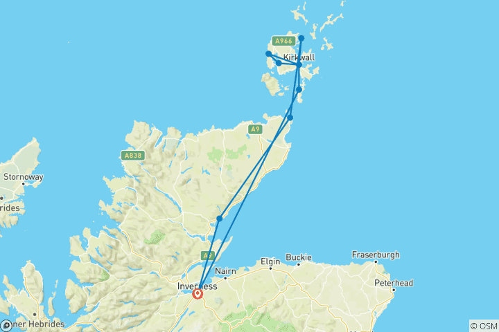 Map of 3-Day Orkney Explorer Small-Group Small-Group Tour from Inverness